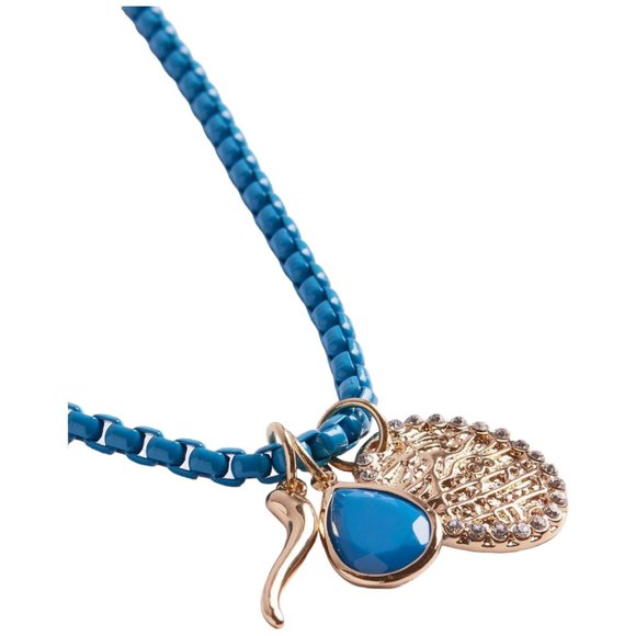 TORRID 32" Turquoise Chain with Charms - Gold Tone Italian Horn NEW - Picture 1 of 5